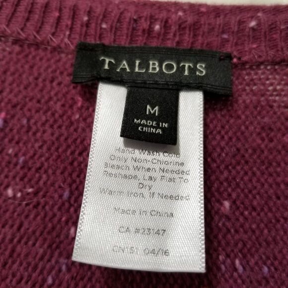 Talbots pullover cotton blend sweater sparkly size m vintage raspberry - Picture 3 of 12
